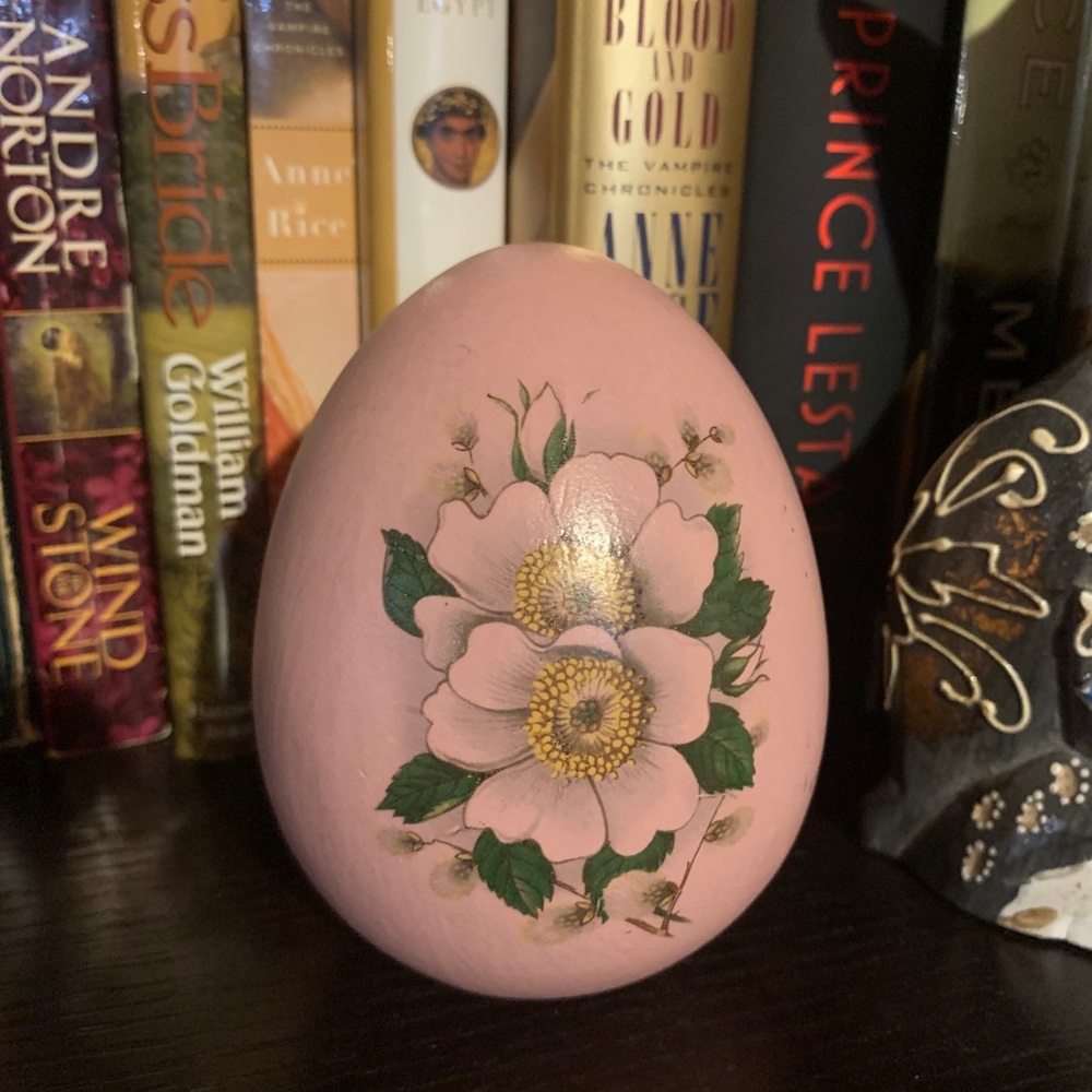 Vintage Pink Dogwood Flower Ceramic Egg